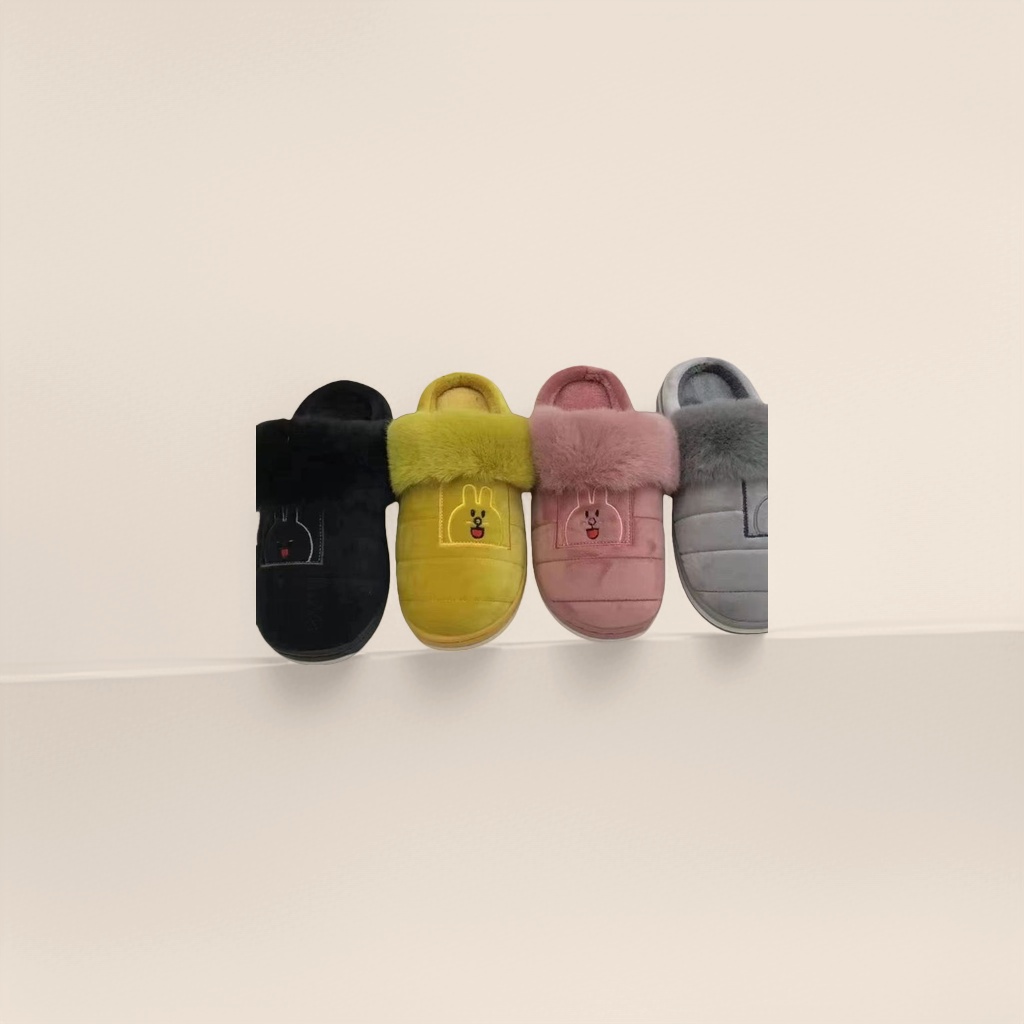 The plush rabbit-patterned home slippers are soft and cute, with cotton wool for warmth and anti-slip Specification image