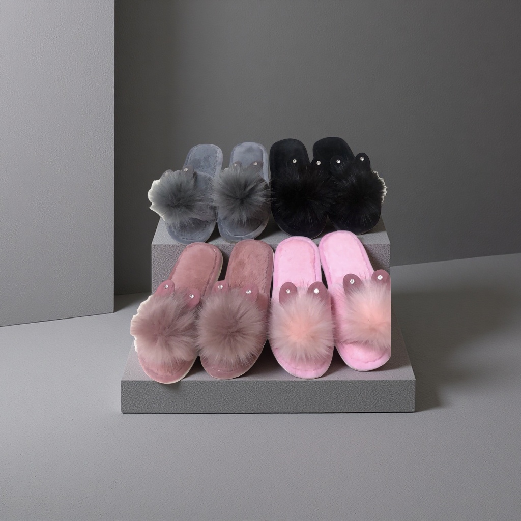 Women's plush slippers with added fleece and thickened interior cotton slippers for home warmth Application Scenario