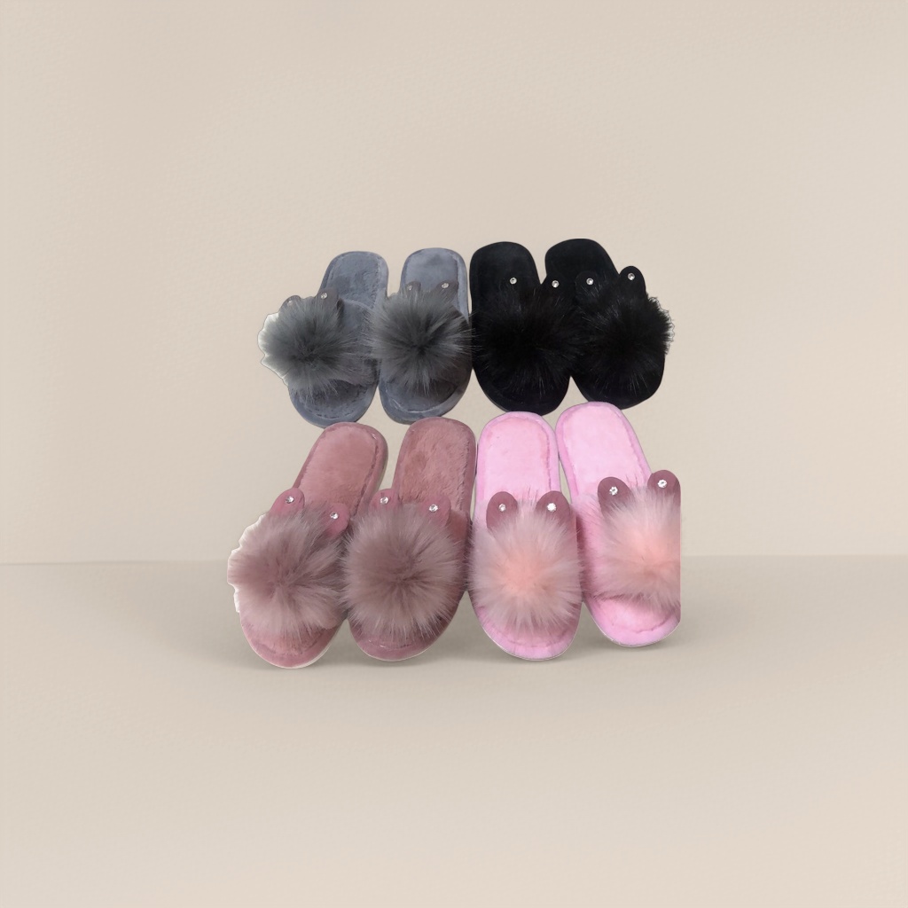 Women's plush slippers with added fleece and thickened interior cotton slippers for home warmth Specification image