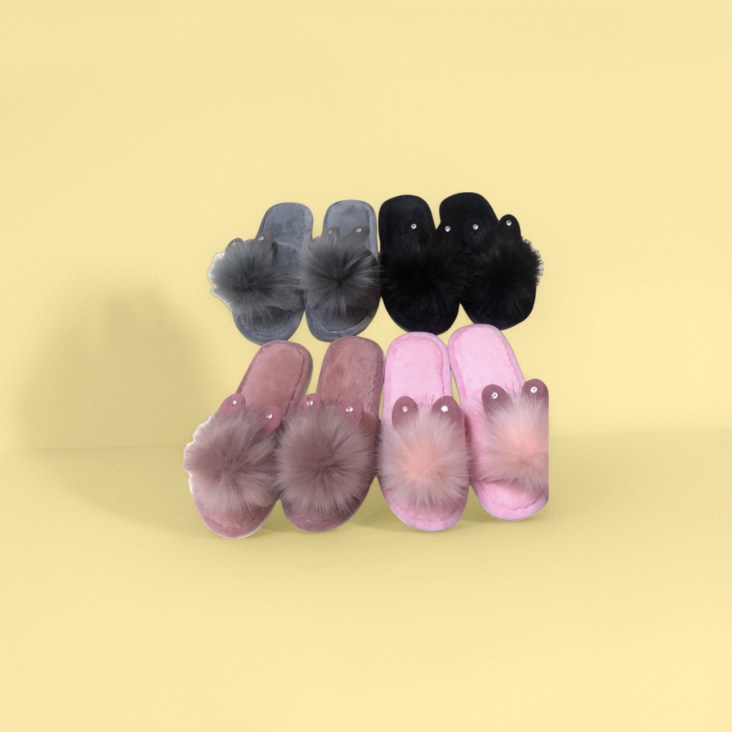 Women's plush slippers with added fleece and thickened interior cotton slippers for home warmth details Picture