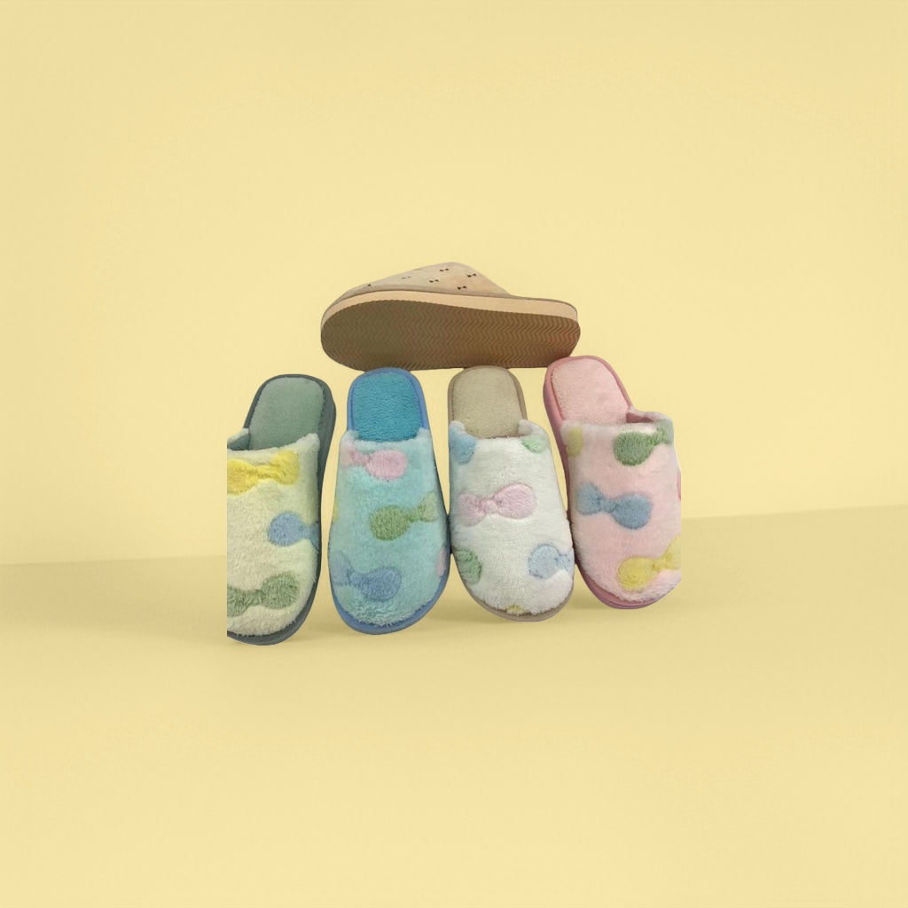 Women's plush slippers, thickened coral fleece anti-slip home indoor cotton slippers