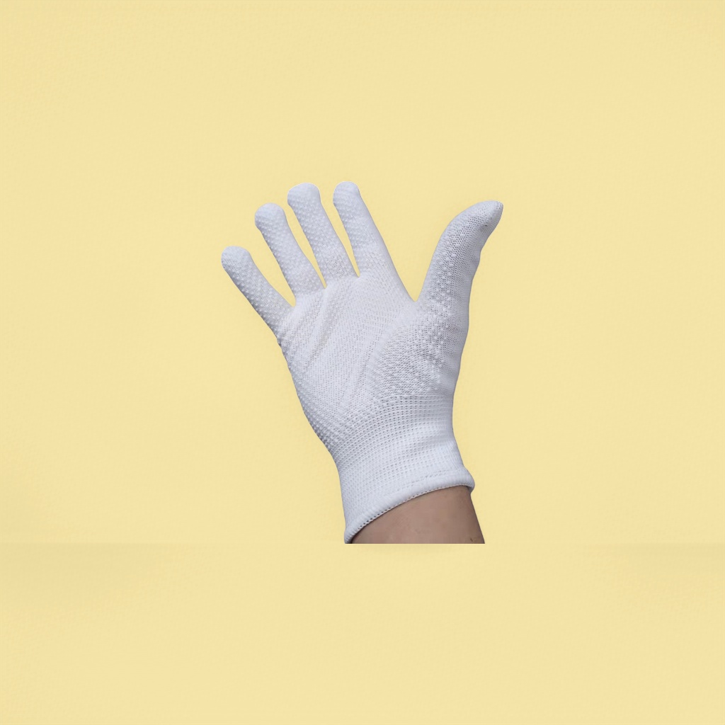 White labor protection gloves for women, warm and anti-slip, fingertip touch screen style details Picture