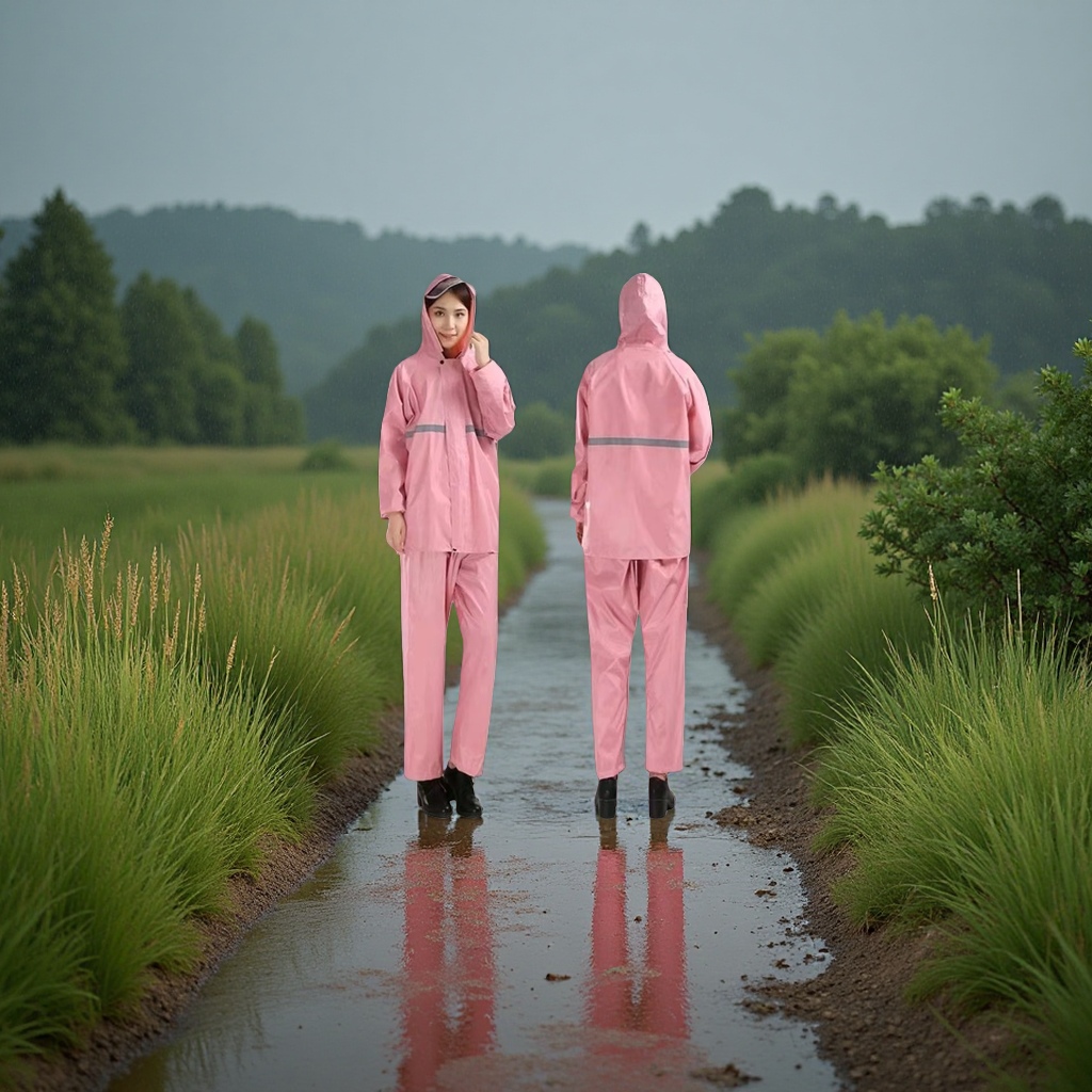 Traje de impermeable rosa impermeable a prueba de viento niños adultos universal impermeable para mujeres moda ligera ropa de lluvia details Picture