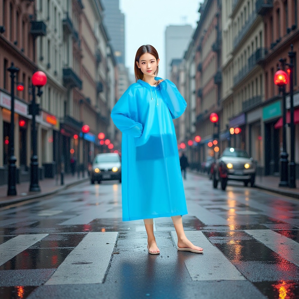 Adult lightweight EVA hooded and sleeved raincoat, suitable for use in sports events, travel, outdoor and other places. Application Scenario