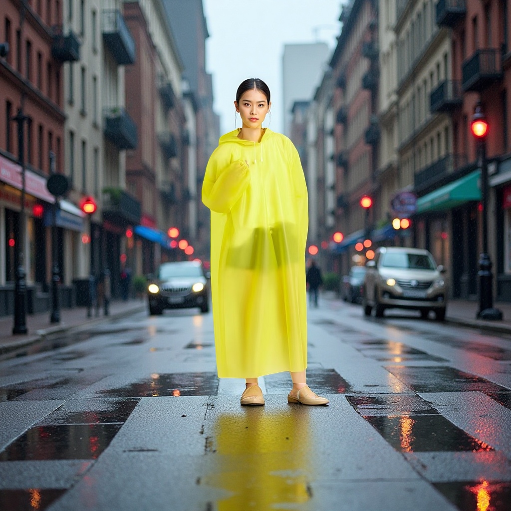 Adult lightweight EVA hooded and sleeved raincoat, suitable for use in sports events, travel, outdoor and other places. Specification image
