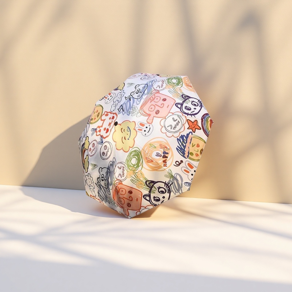 Cartoon-patterned all-weather umbrella, waterproof, sun-proof, lightweight folding umbrella details Picture