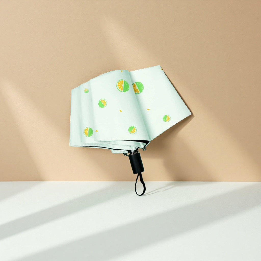 Lemon pattern printed all-weather umbrella, waterproof, sun-proof, lightweight and foldable, suitable for both women and men
