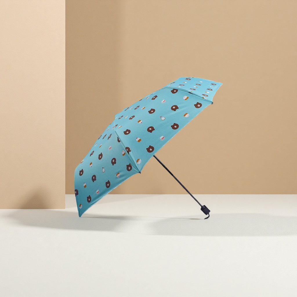 Blue cartoon pattern all-weather umbrella, waterproof and sun-proof lightweight folding umbrella