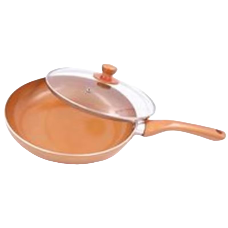 Copper-colored flat pan, household non-stick frying pan, wok, kitchen cookware Item Picture