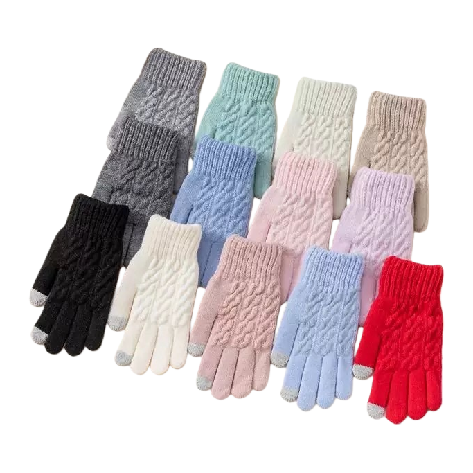 Knitted gloves, warm and anti-slip, children's warm, thick cotton fleece gloves for autumn and winter Item Picture