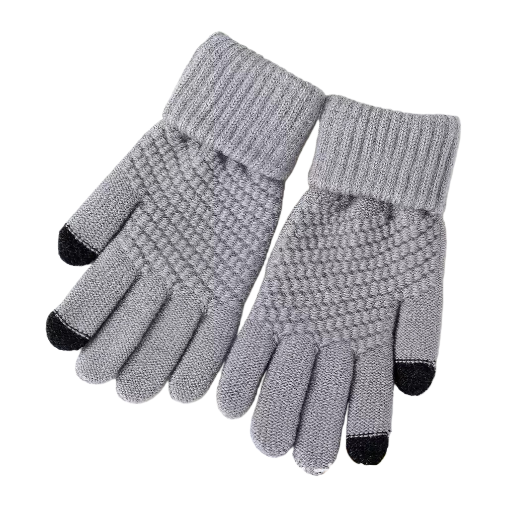 Grey knitted gloves are warm and anti-slip thin hand care products for women in autumn and winter Item Picture