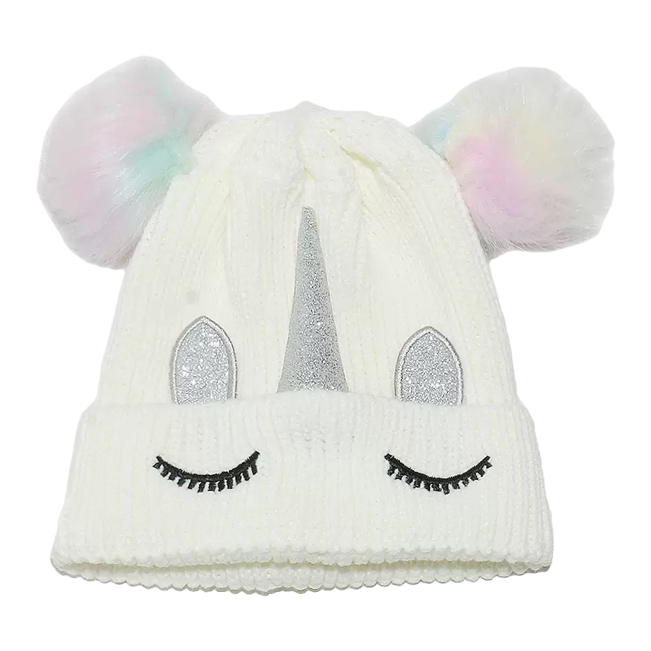 Unicorn-themed knitted cap as the main body, warm woolen cap, a versatile and trendy winter outfit Item Picture