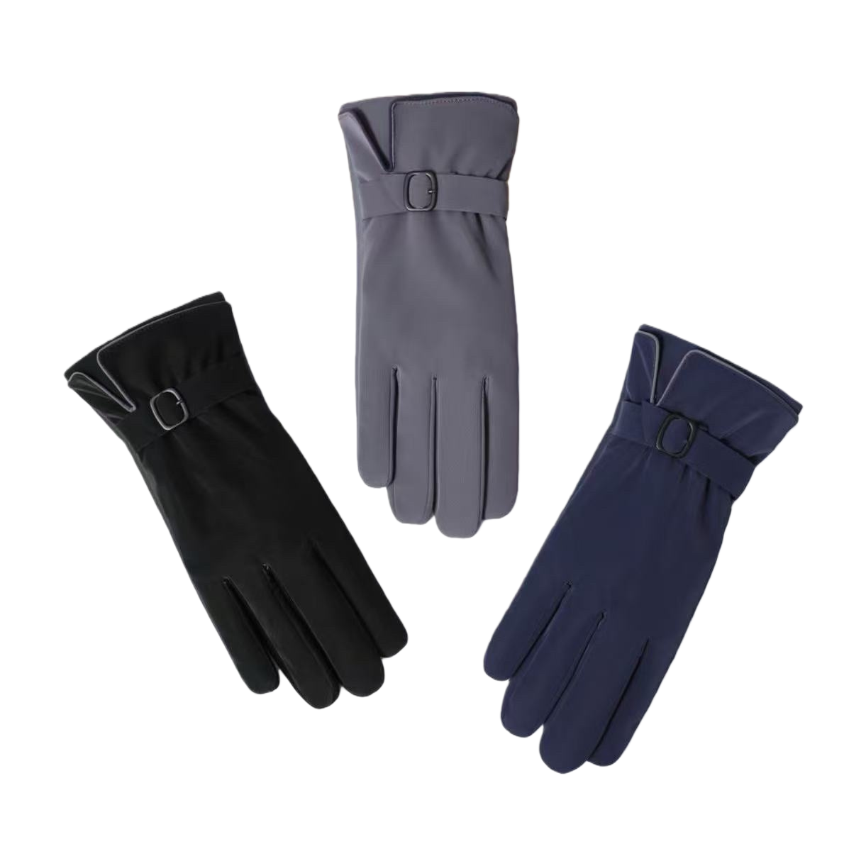 New winter touch-screen anti-slip long-sleeved gloves in black, gray and dark blue with a plush inner buckle design Specification image