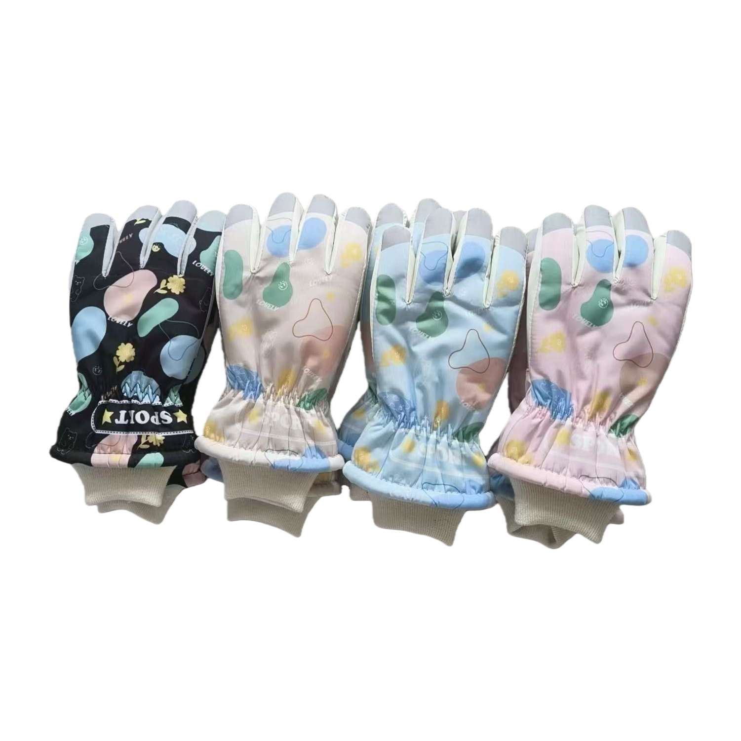 Colorful printed cotton gloves for both men and women, warm and anti-slip for autumn and winter Item Picture