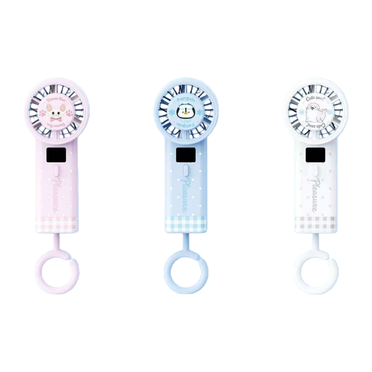 Cute cartoon design handheld fan, small and portable USB charging mini fan Item Picture