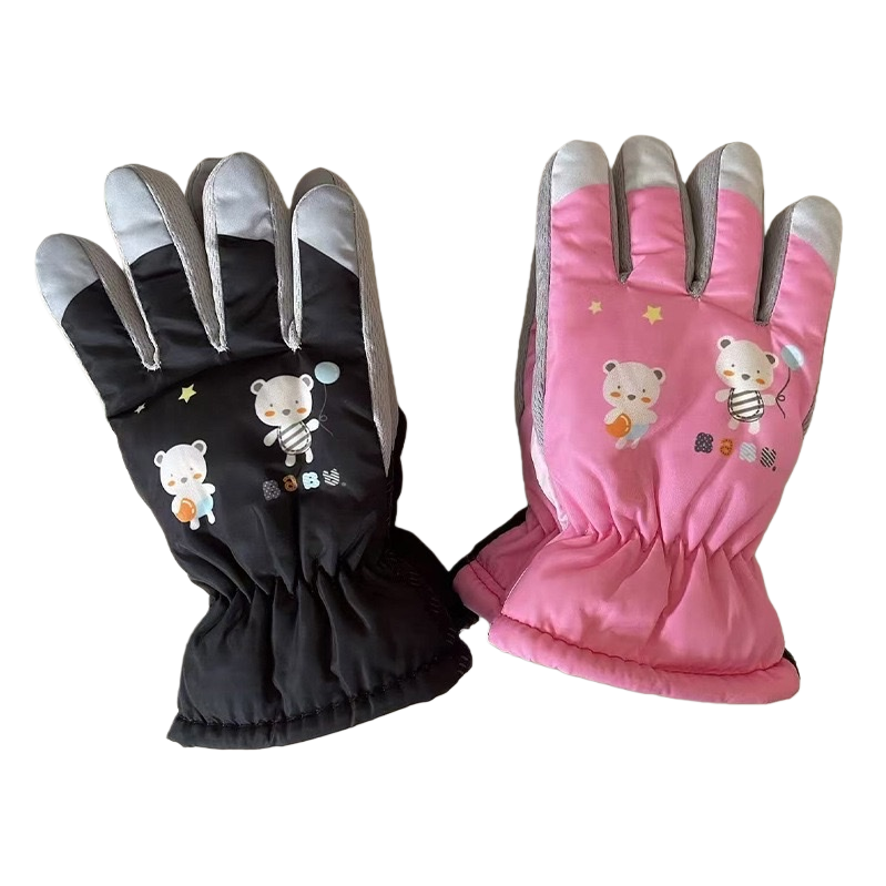 Cartoon-patterned warm gloves for both men and women, thickened anti-slip cotton fleece gloves Item Picture
