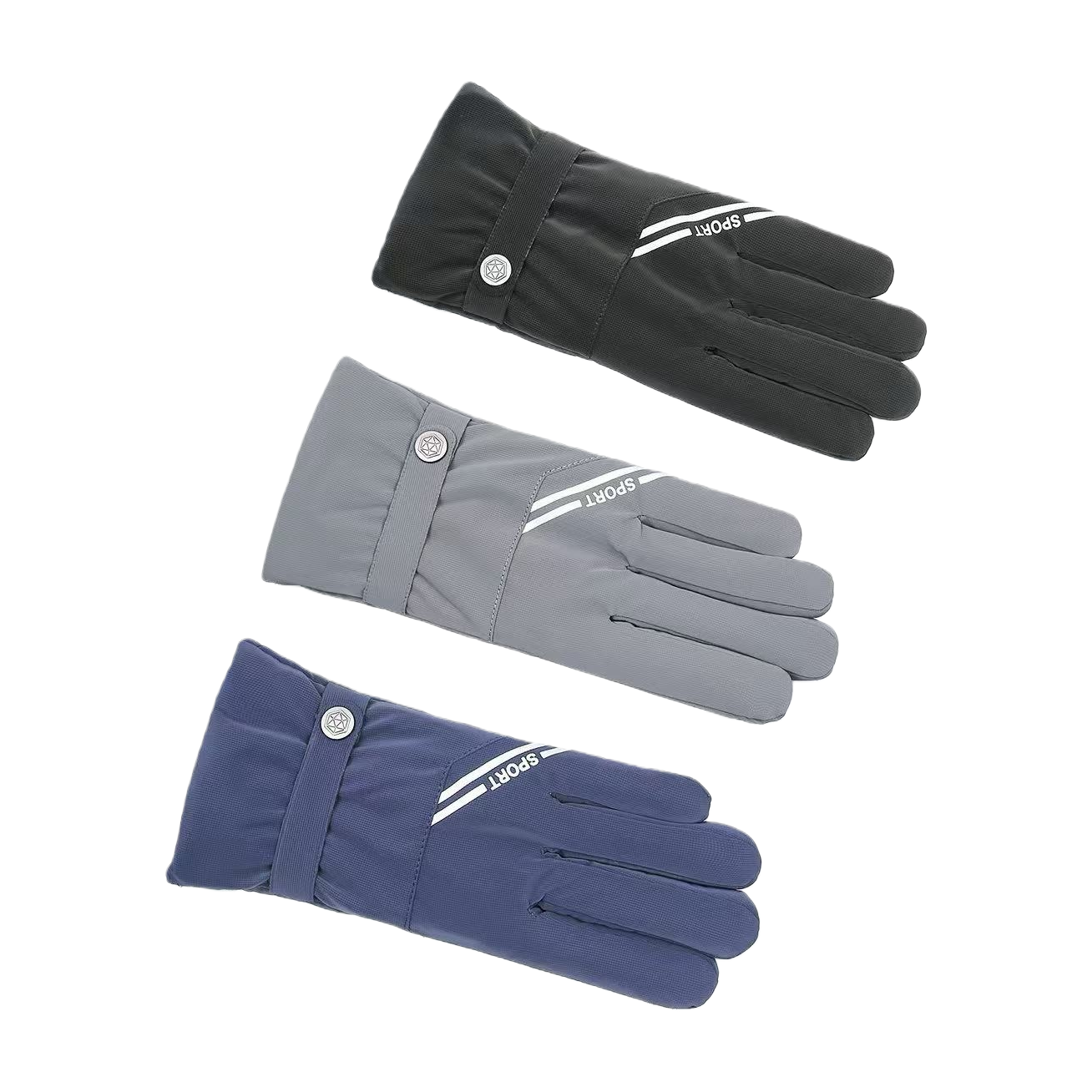 New autumn and winter collection: black, grey and blue three-color knitted warm gloves Item Picture