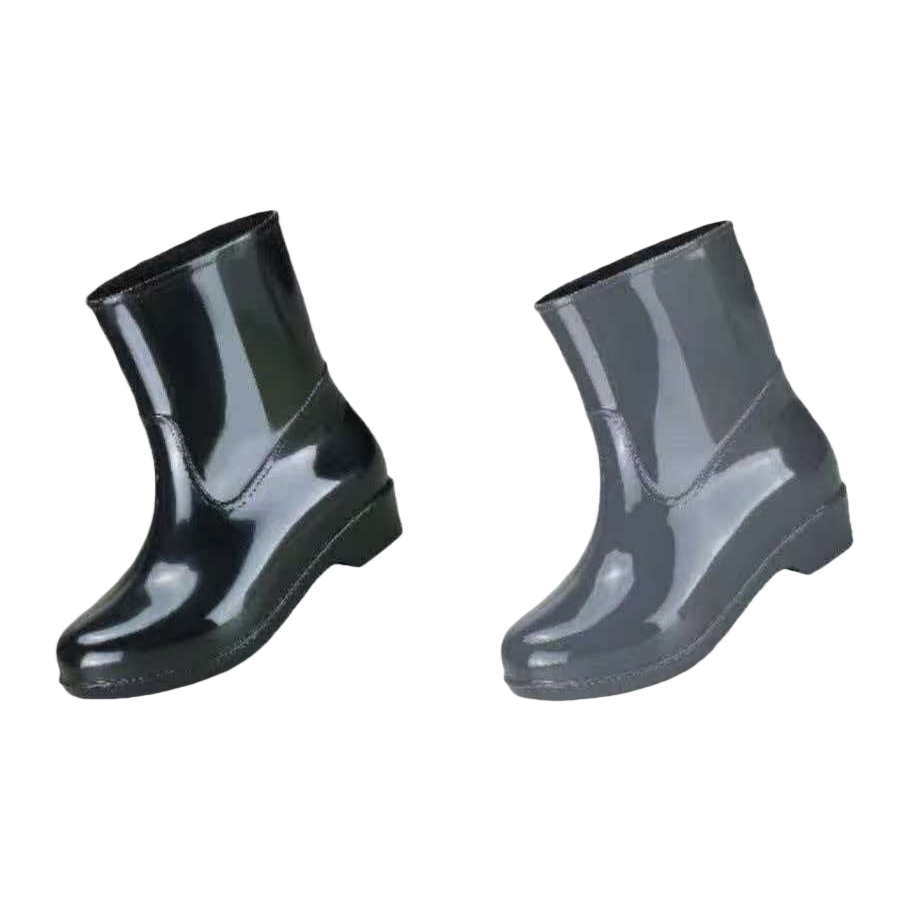Black and grey two-color rain boots are available. They are waterproof, anti-slip, wear-resistant and lightweight for women Item Picture