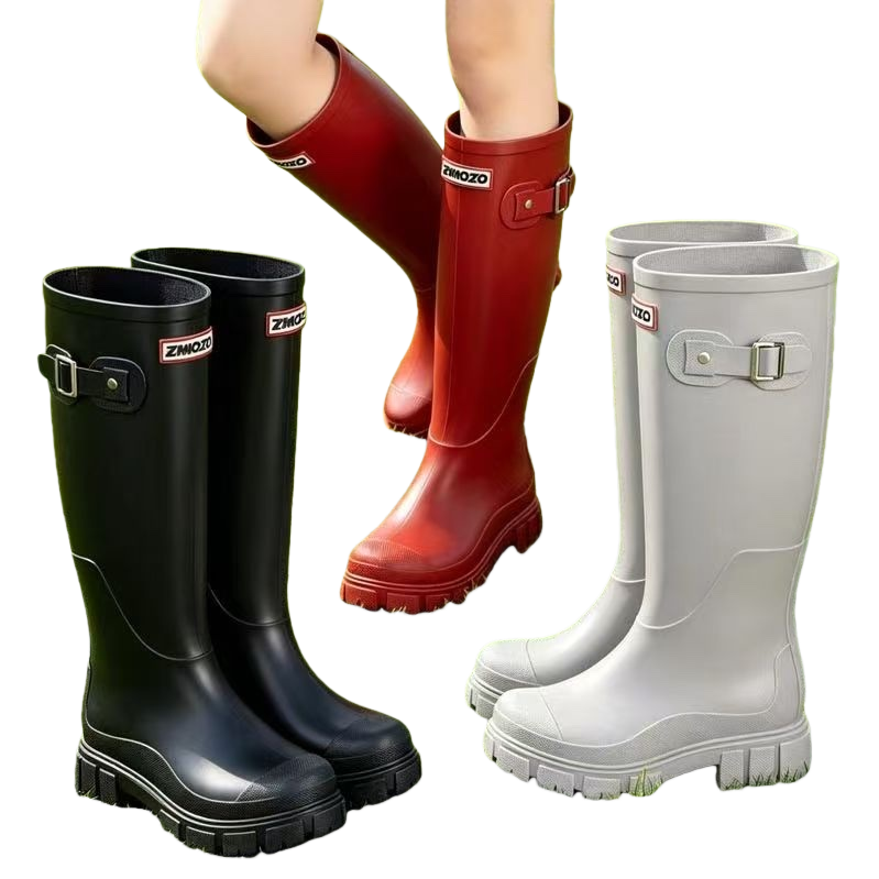 Women's anti-slip thickened high-top rain boots, spring and autumn outdoor waterproof rubber boots, size 35-40 Item Picture