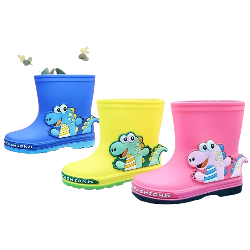 Cartoon dinosaur pattern children's rain boots are waterproof, anti-slip, comfortable and breathable for spring and autumn Item Picture