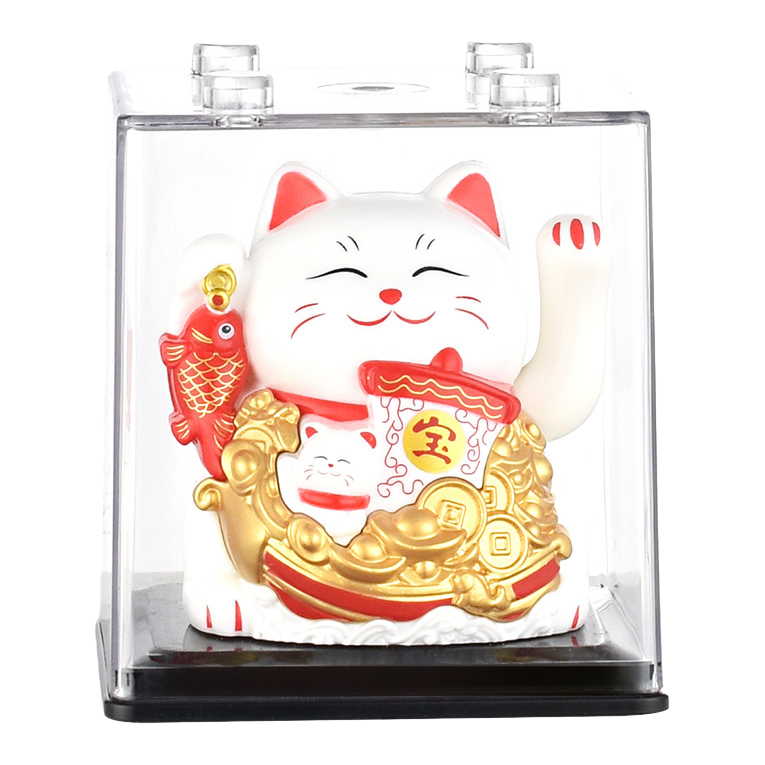 A copper maneki Neko figurine for office desks, a feng shui mascot for attracting wealth and good fortune Item Picture