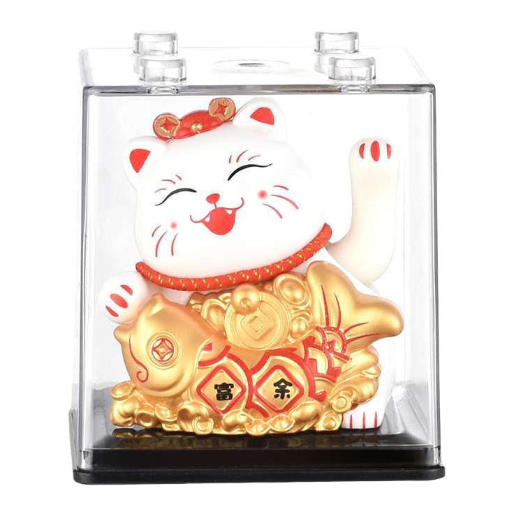 The copper sculpture of the Maneki Neko on the office desk is a feng shui mascot for attracting wealth and good fortune Item Picture