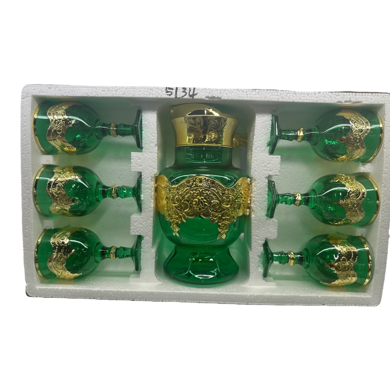 Green glass wine set, high borosilicate heat-resistant red wine glass and white wine glass set Item Picture