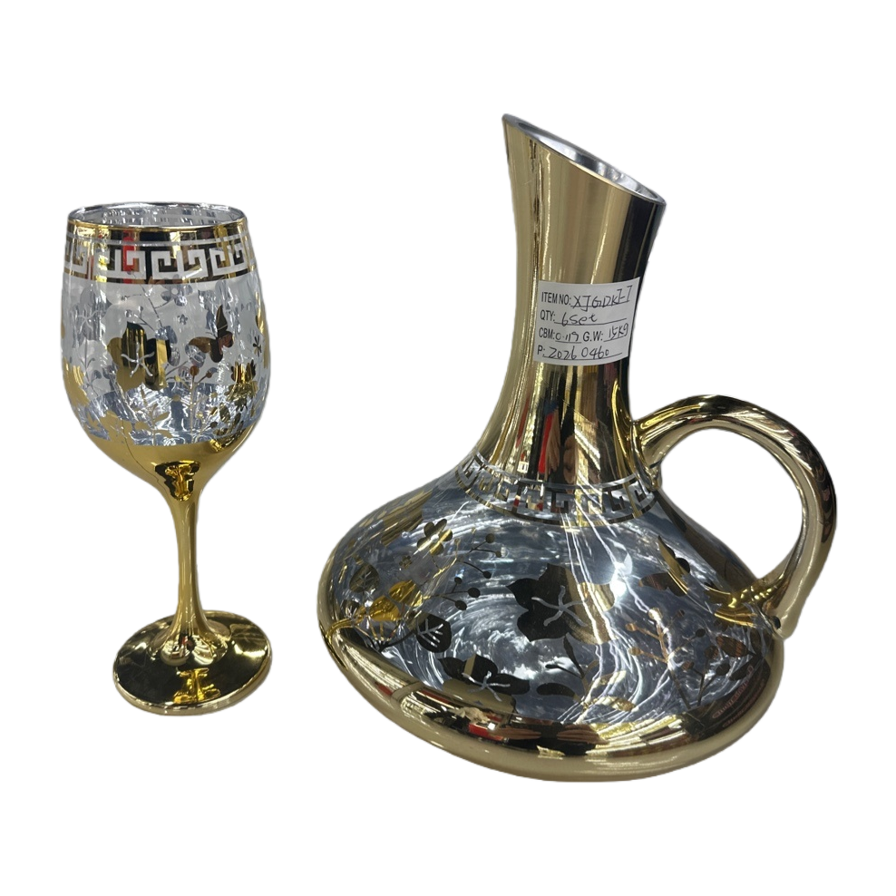 Decorative wine set, wine glass with wine pot, home decor gift box Item Picture