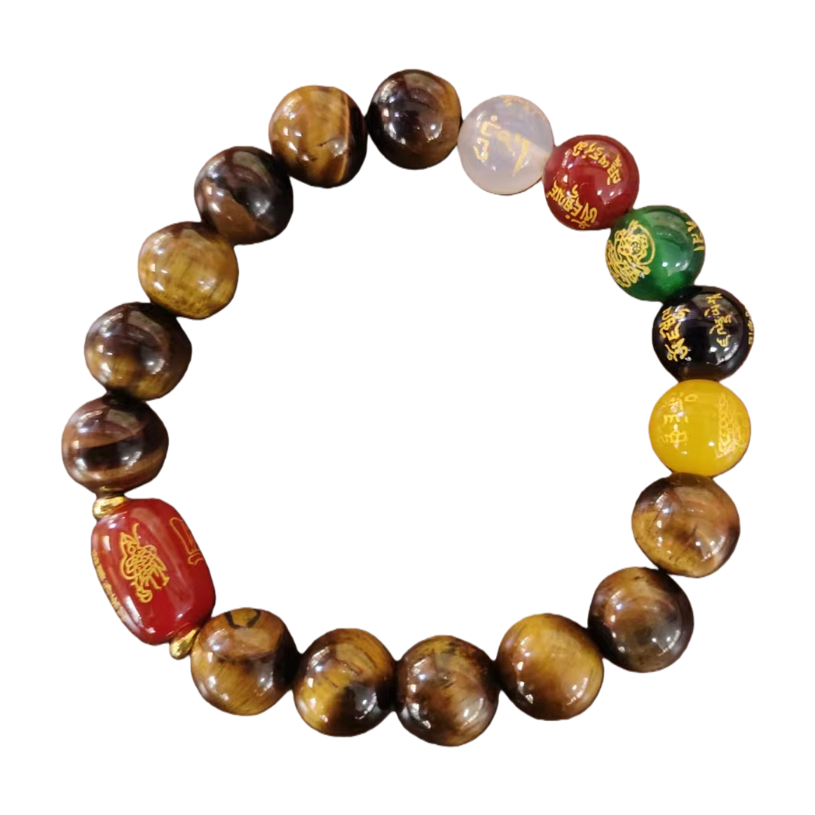 Wholesale natural yellow tiger's eye stone five-way Wealth bracelet Spirit for men and women couple style bracelets Item Picture