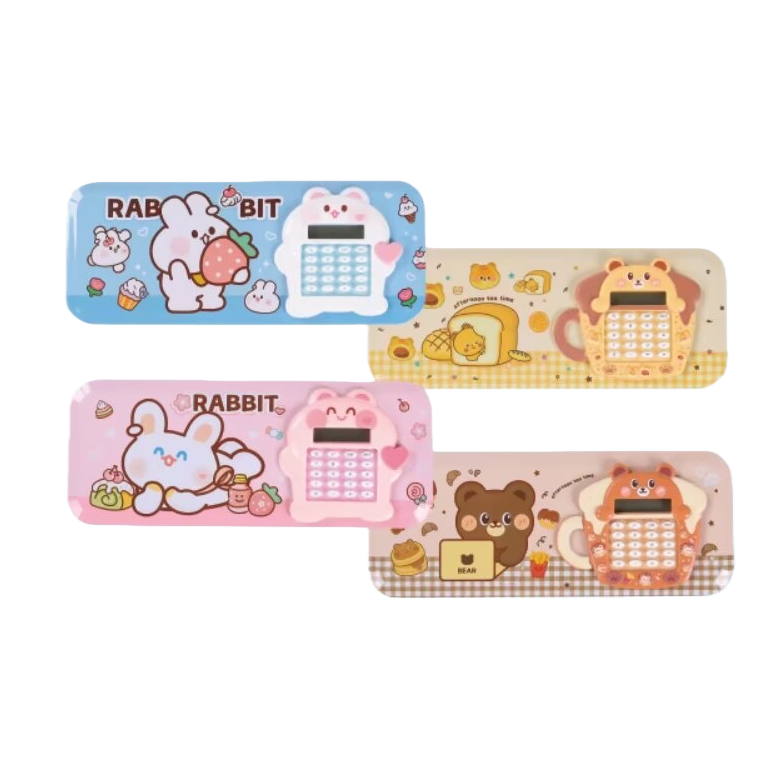 A portable electronic calculator in the shape of cartoon rabbits and little bears for students Item Picture