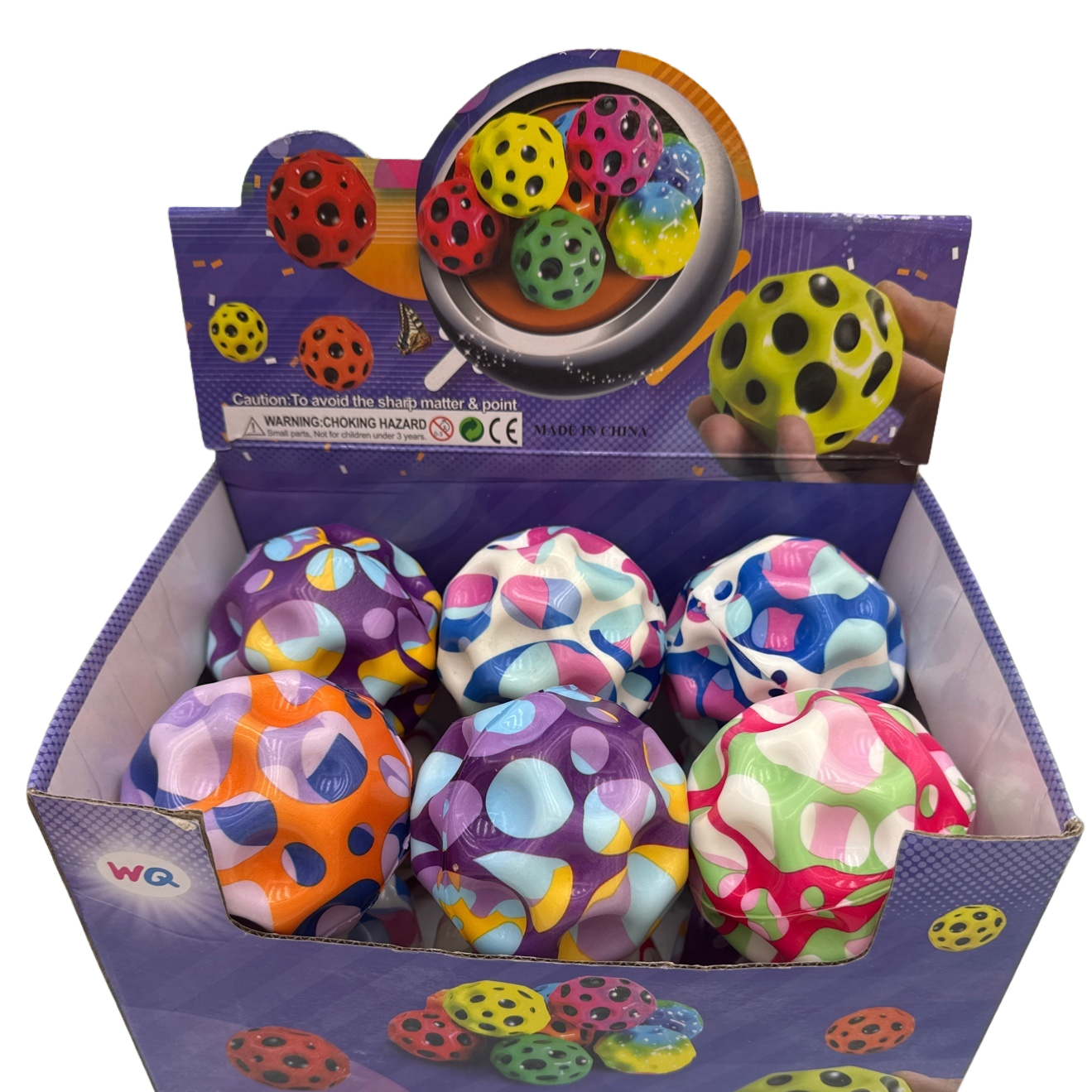Colorful patterned spherical toys, children's educational grasping elastic soft rubber balls Item Picture