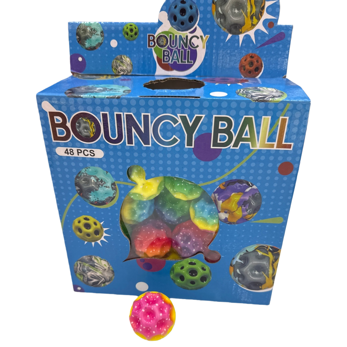 Colorful elastic balls with special packaging boxes are highly elastic, safe and non-toxic, and are children's educational toys Item Picture