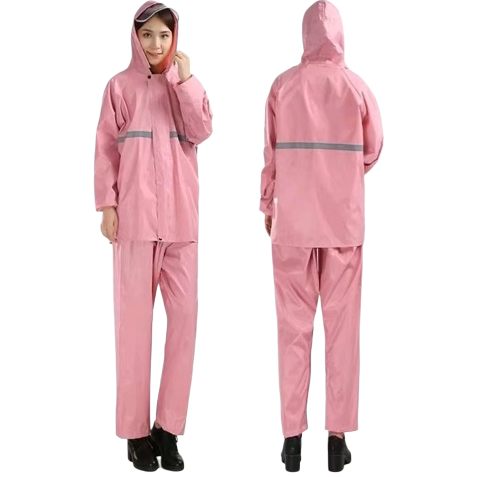 Traje de impermeable rosa impermeable a prueba de viento niños adultos universal impermeable para mujeres moda ligera ropa de lluvia Item Picture
