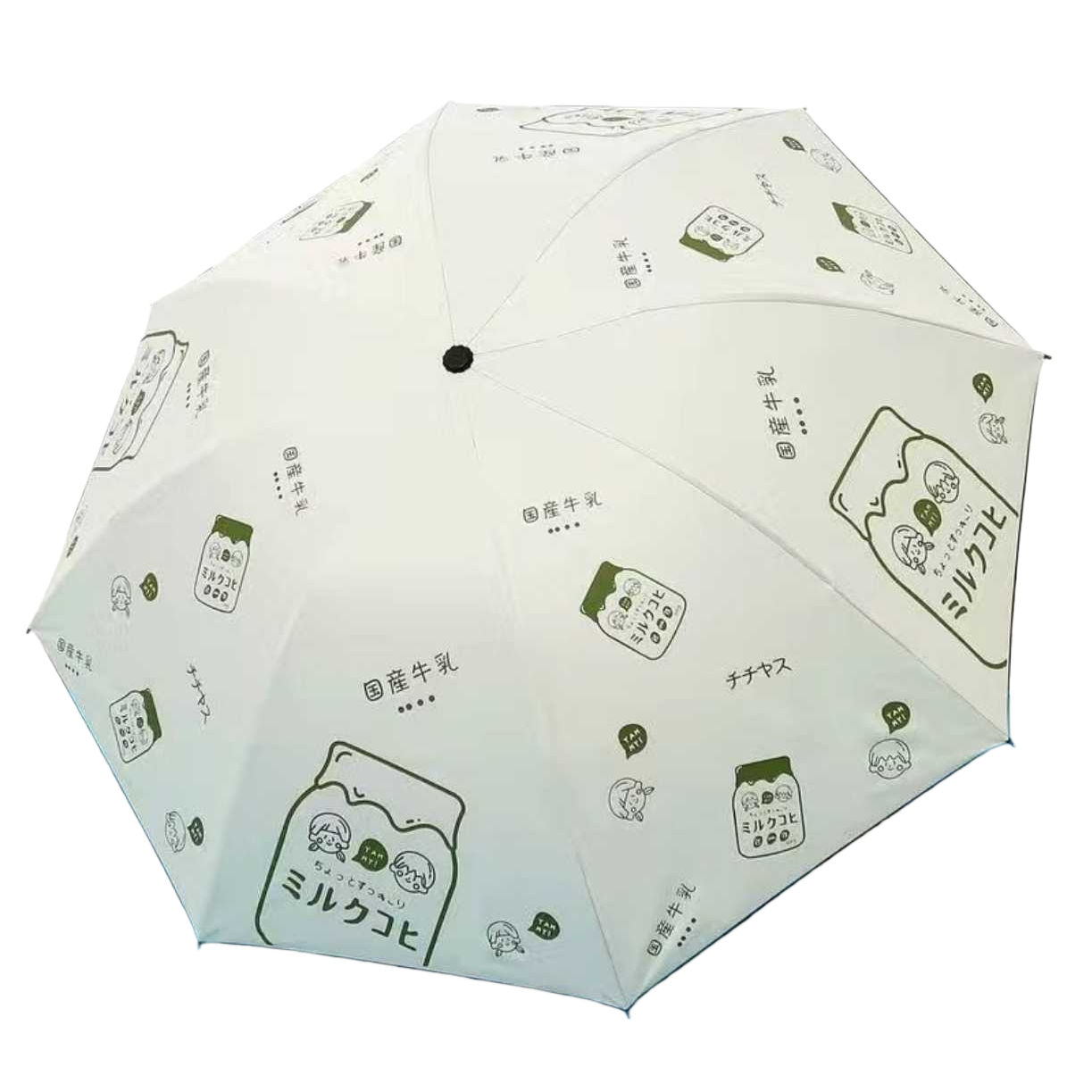 Cartoon milk pattern all-weather umbrella, waterproof, sun-proof, lightweight and foldable, suitable for ladies and students Item Picture