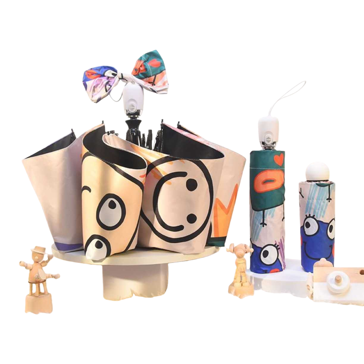 The cartoon-patterned high-density impact fabric umbrella is portable and automatically opens and closes Item Picture