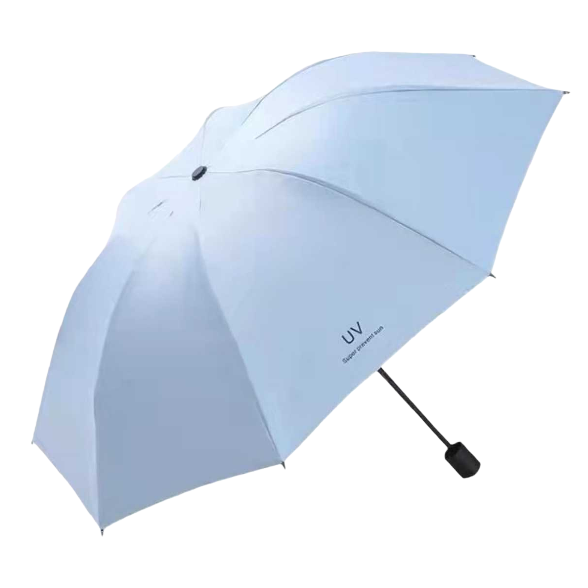 Light blue all-weather sun umbrella with UV protection UPF50+, foldable and portable Item Picture