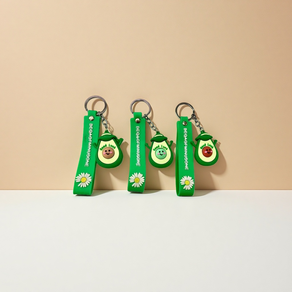Verde aguacate forma llavero cute fruit windmill colgante creativo pequeño objeto