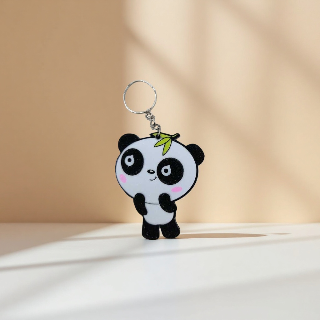 Cartoon panda-shaped keychain, cute plush pendant, portable bag accessory details Picture