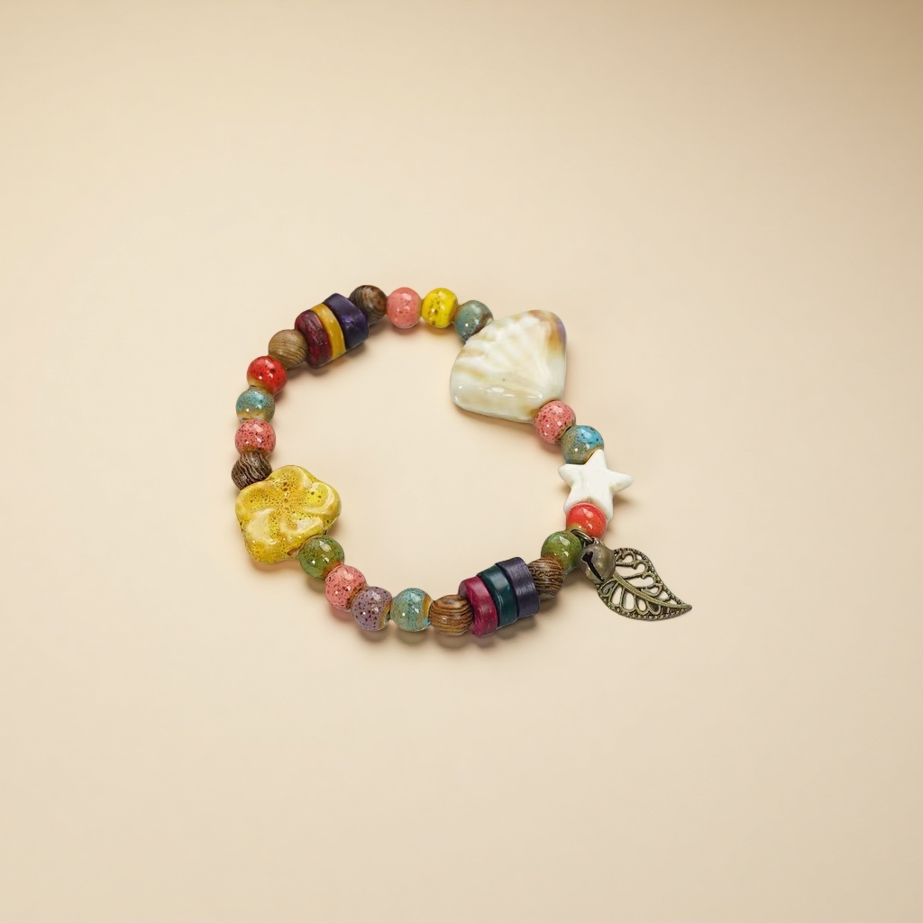 Colorful bead bracelet, natural stone bead woven bracelet for women, 18cm adjustable details Picture