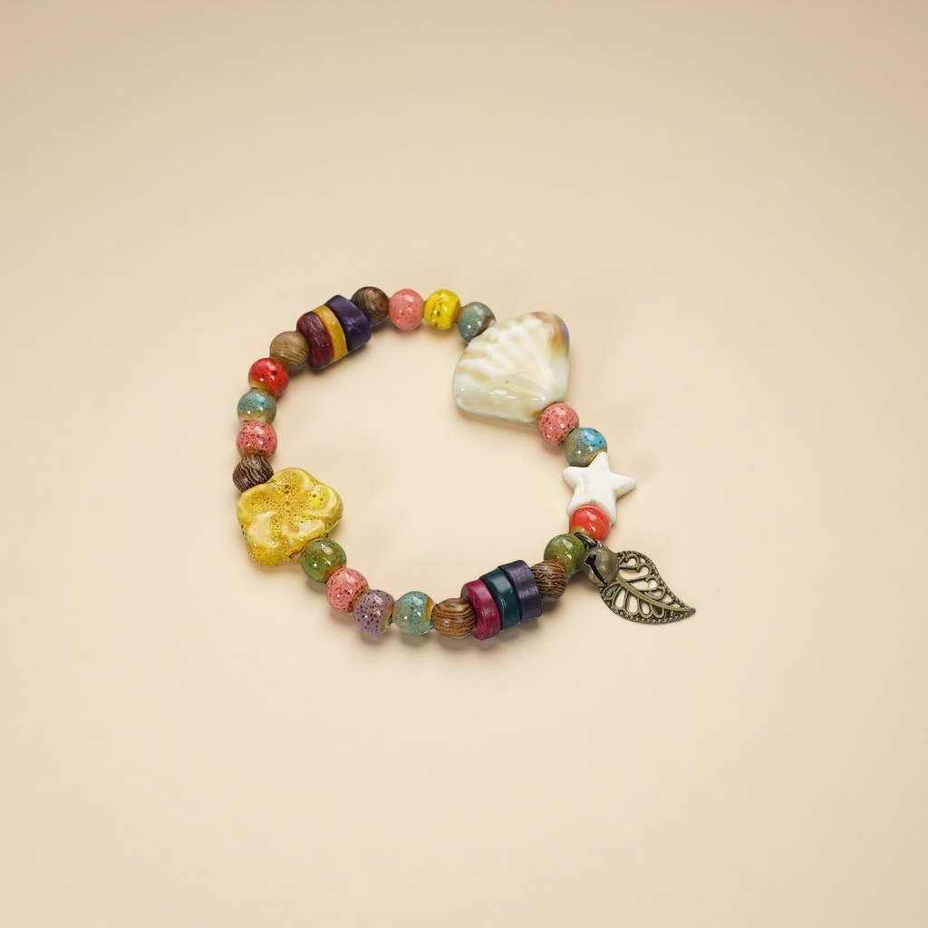 Colorful bead bracelet, natural stone bead woven bracelet for women, 18cm adjustable Specification image
