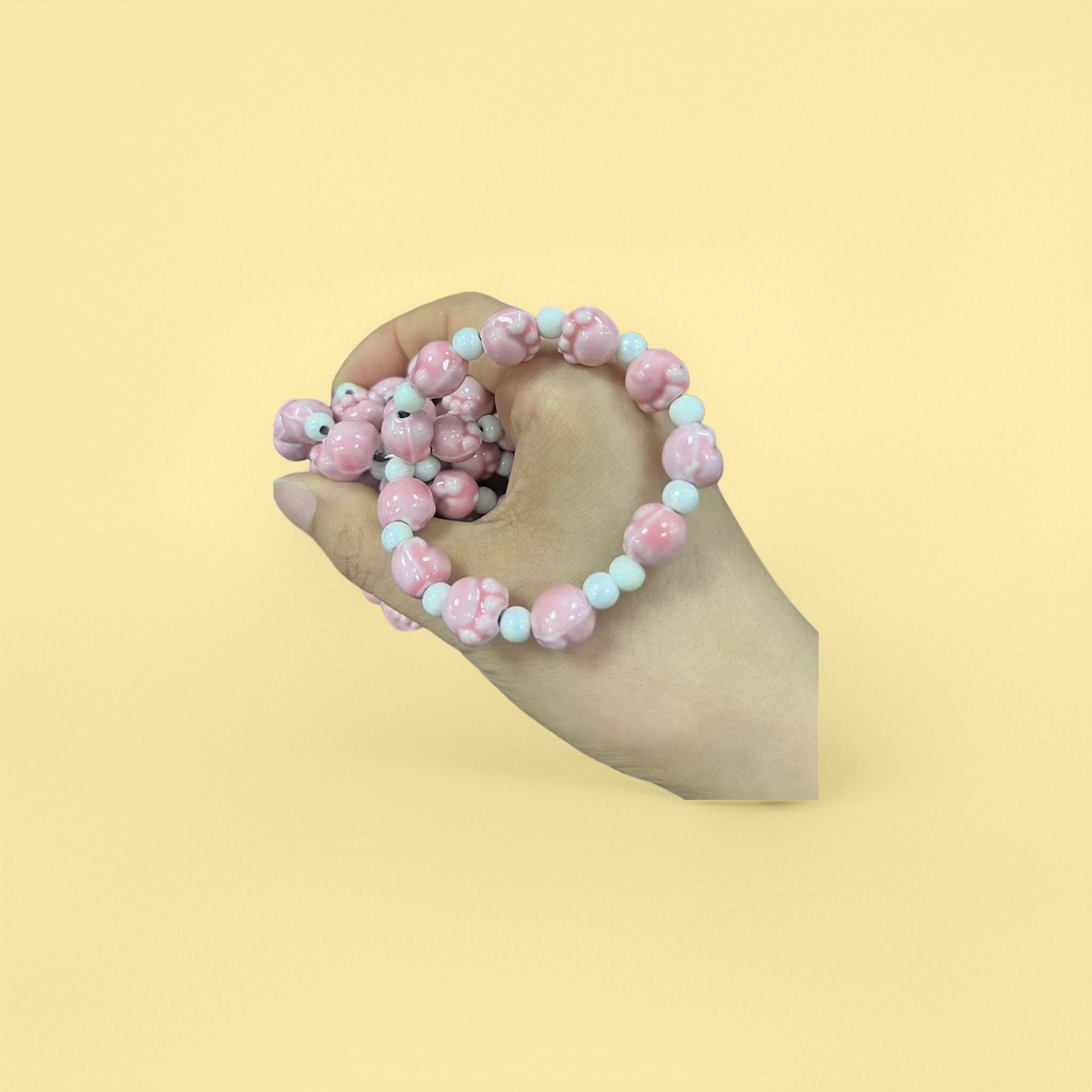 Pink bead bracelet for women, simple, fashionable and versatile accessory, 18cm adjustable
