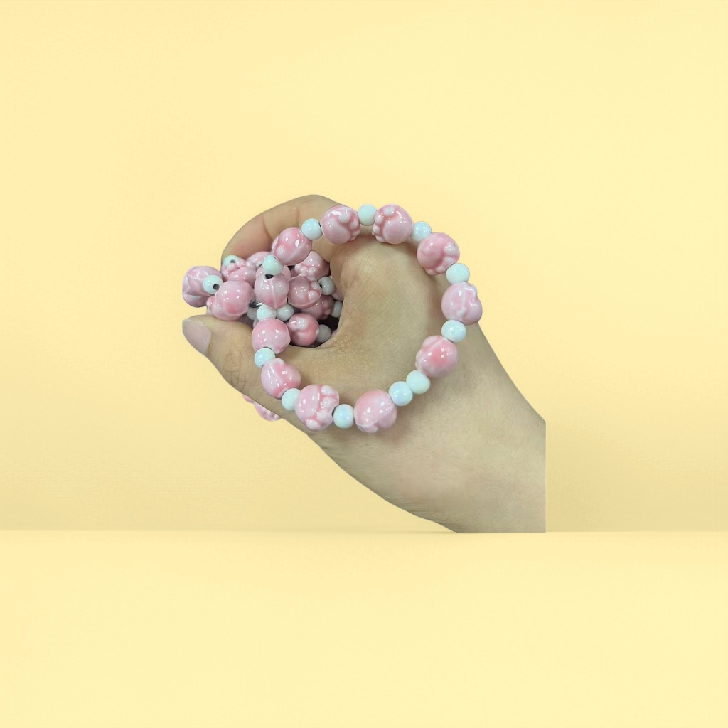 Pink bead bracelet for women, simple, fashionable and versatile accessory, 18cm adjustable Specification image