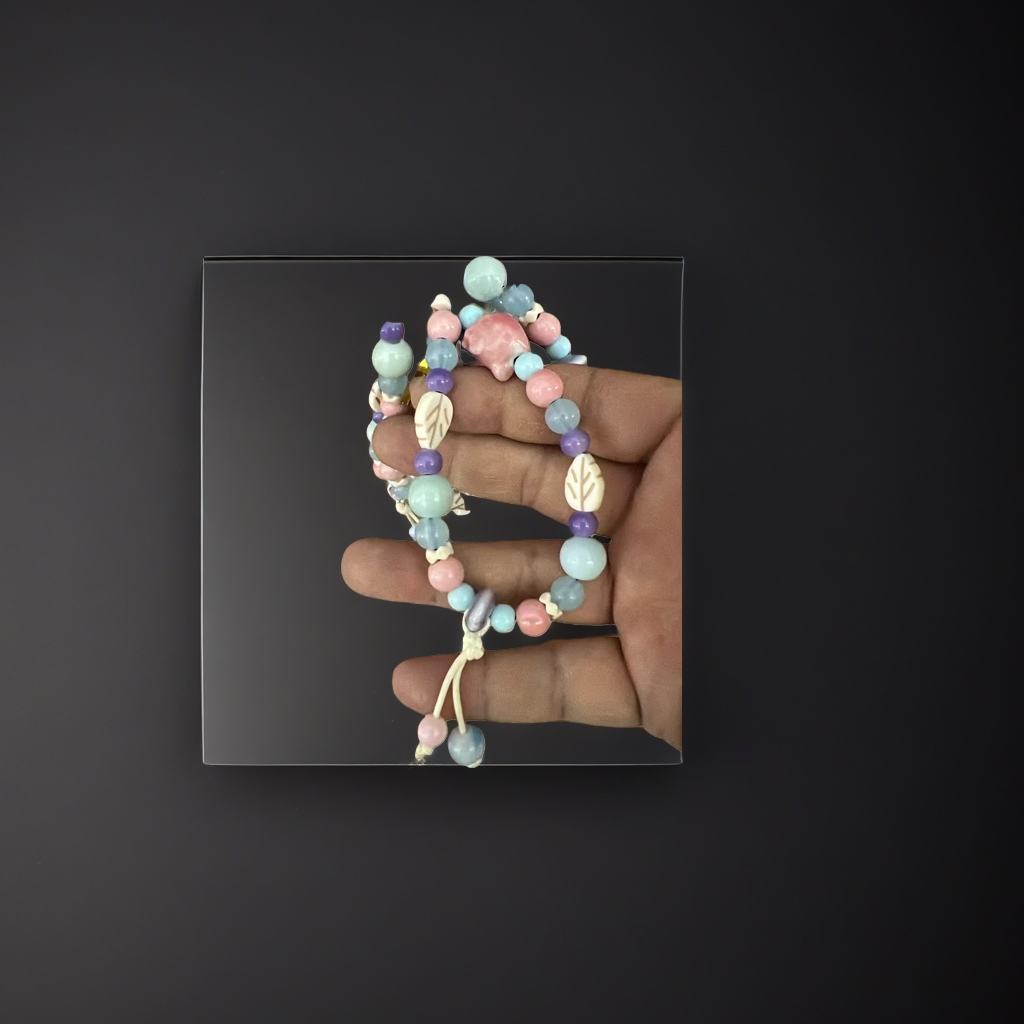 Colorful bead bracelet, natural stone bead woven style, 18cm adjustable for daily wear details Picture