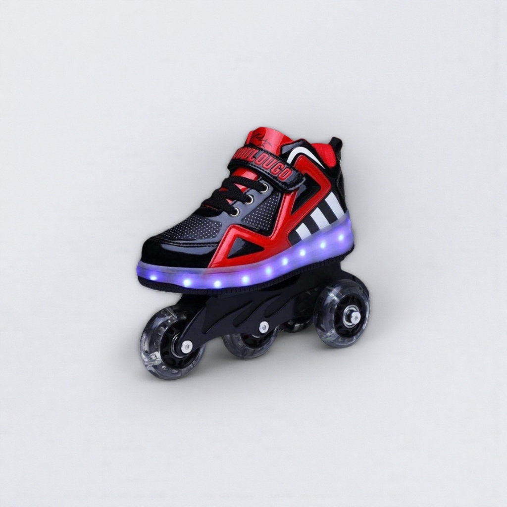 Professional double-row roller skates, size 32, black and red color scheme, wear-resistant bearings adjustable Specification image