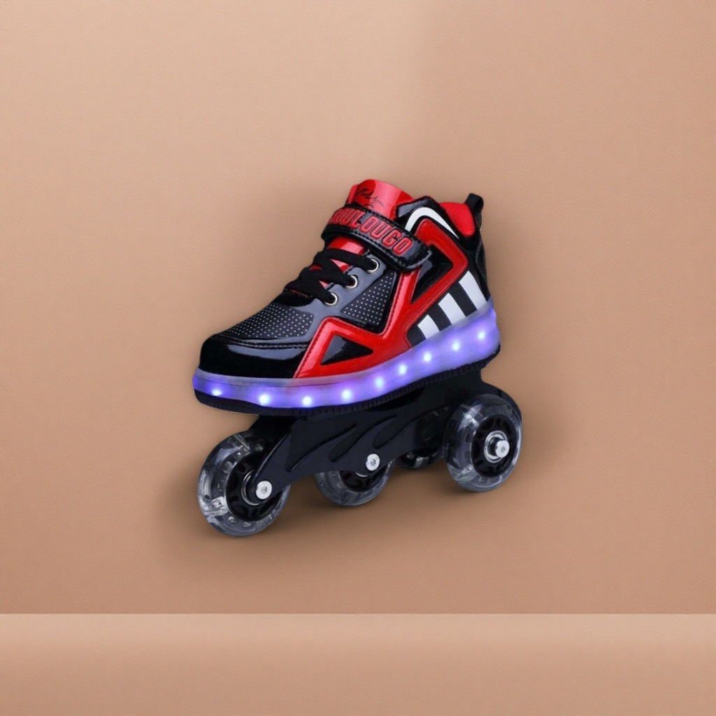 Professional double-row roller skates, size 32, black and red color scheme, wear-resistant bearings adjustable Application Scenario