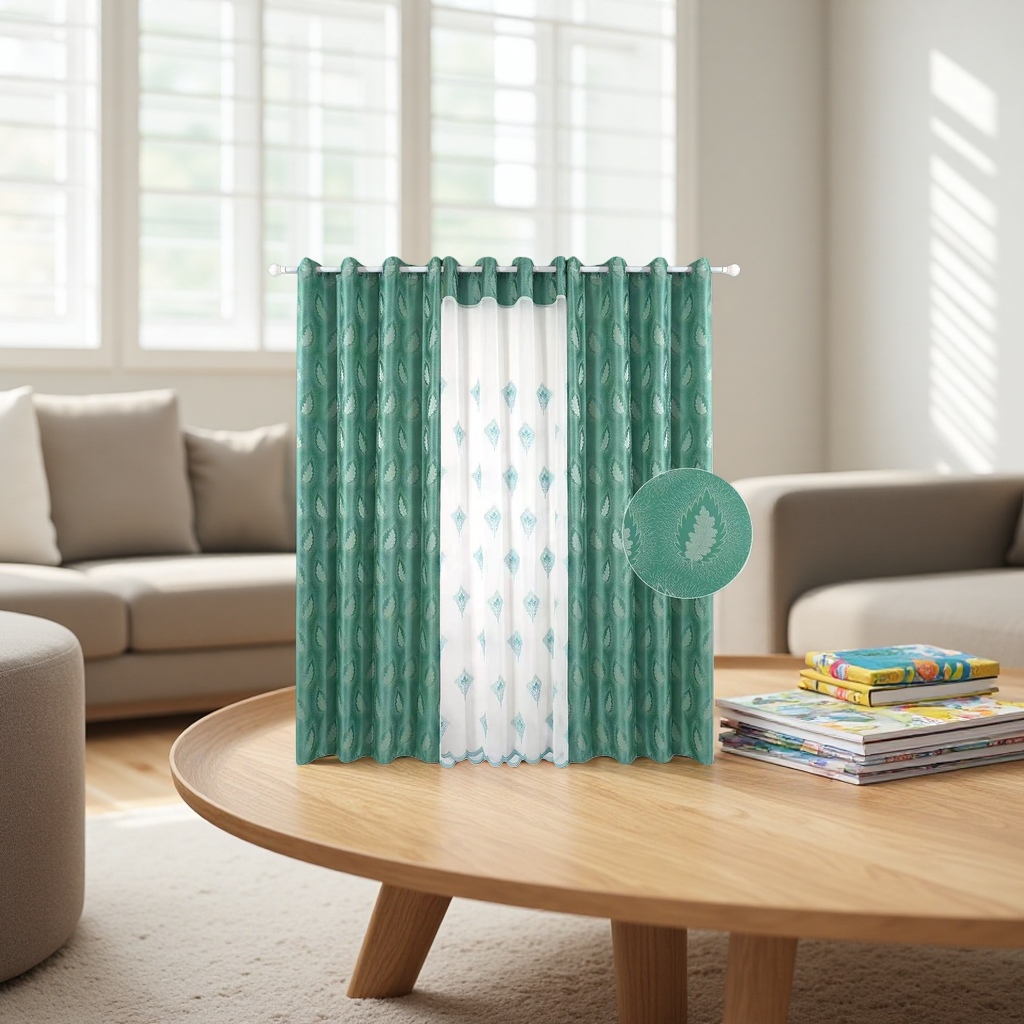 Pure cotton and linen blended curtains for light-blocking and UV-blocking, floor-to-ceiling window fabric for living rooms and bedrooms details Picture