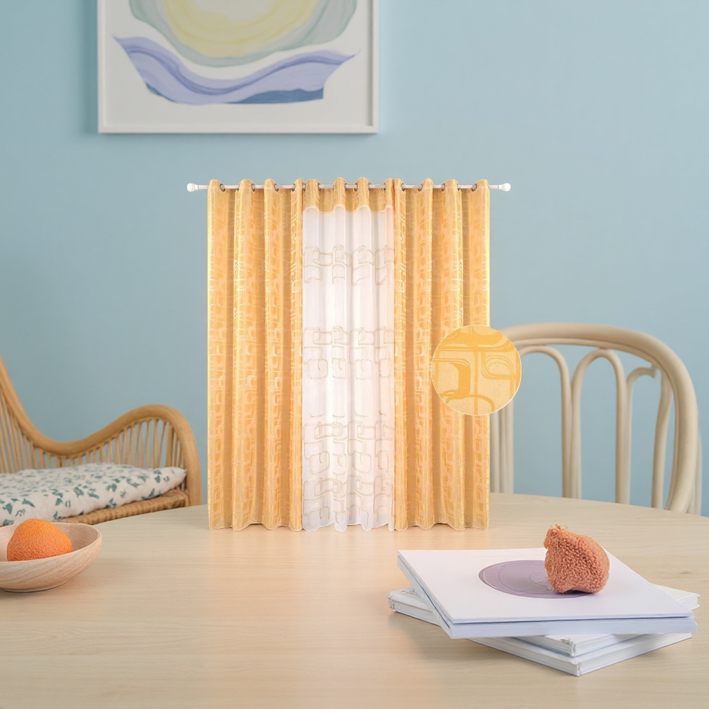 Algodón jacquard cortina blackout sala de estar dormitorio techo ventana tela doble personalizable Specification image