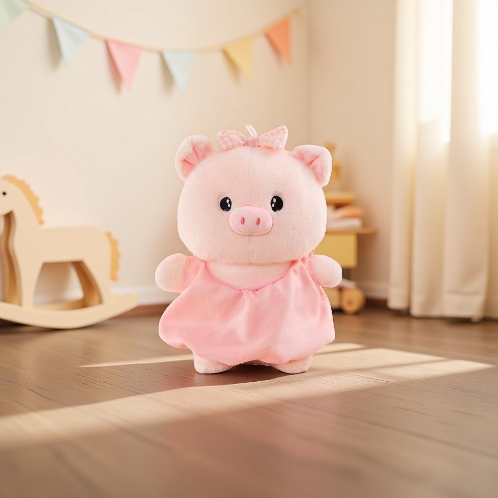 Pink piglet plush toy, cute throw pillow, children's gift, plush toy details Picture