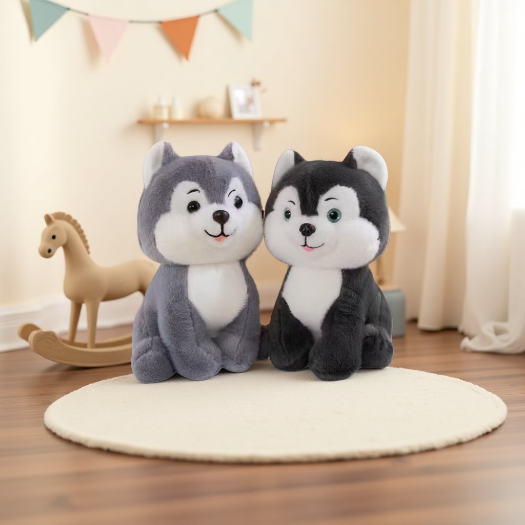 Husky plush toys, cute throw pillows, and plush figurines for living room decoration Application Scenario