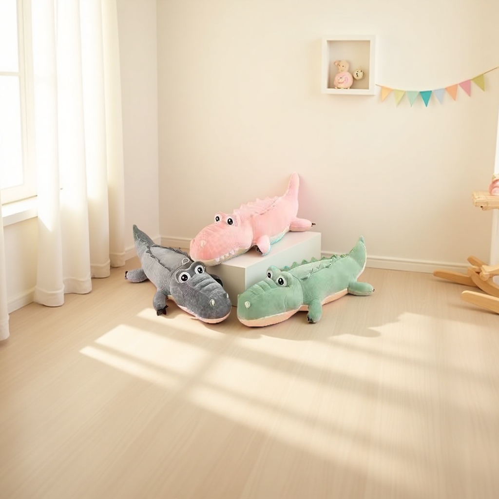 Plush toy crocodile figurines, cute and soft plush pillow ornaments